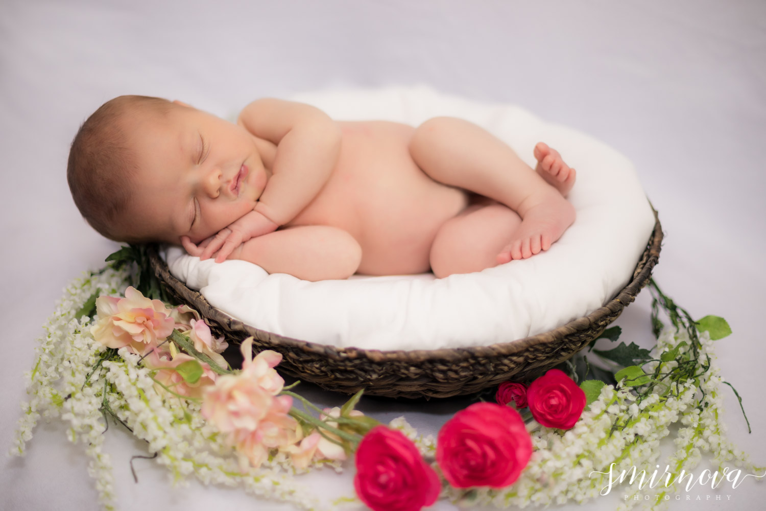 newborn baby girl basket Smirnova Photography by Alyssa