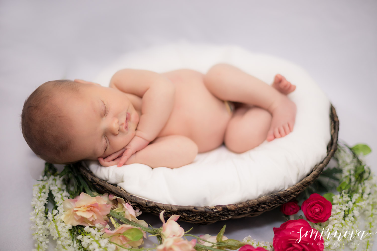 newborn baby girl floral basket Smirnova Photography by Alyssa