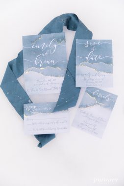 dusty blue wedding stationary suite