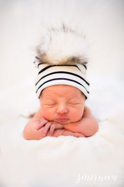 baby boy newborn with pouf hat Smirnova Photography by Alyssa