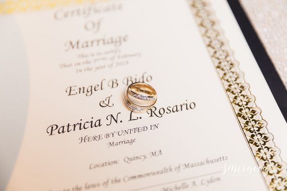 wedding rings and certificate